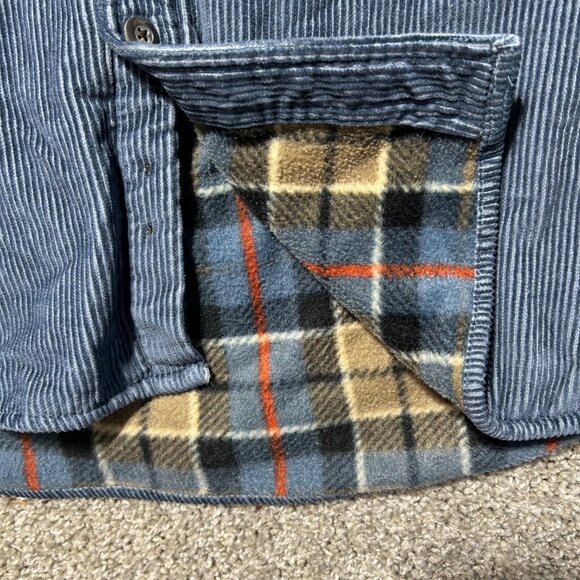 Club Room XXL Blue Corduroy Shirt With Plaid Fleece Lining Button-Up Long Sleeve - Picture 4 of 9